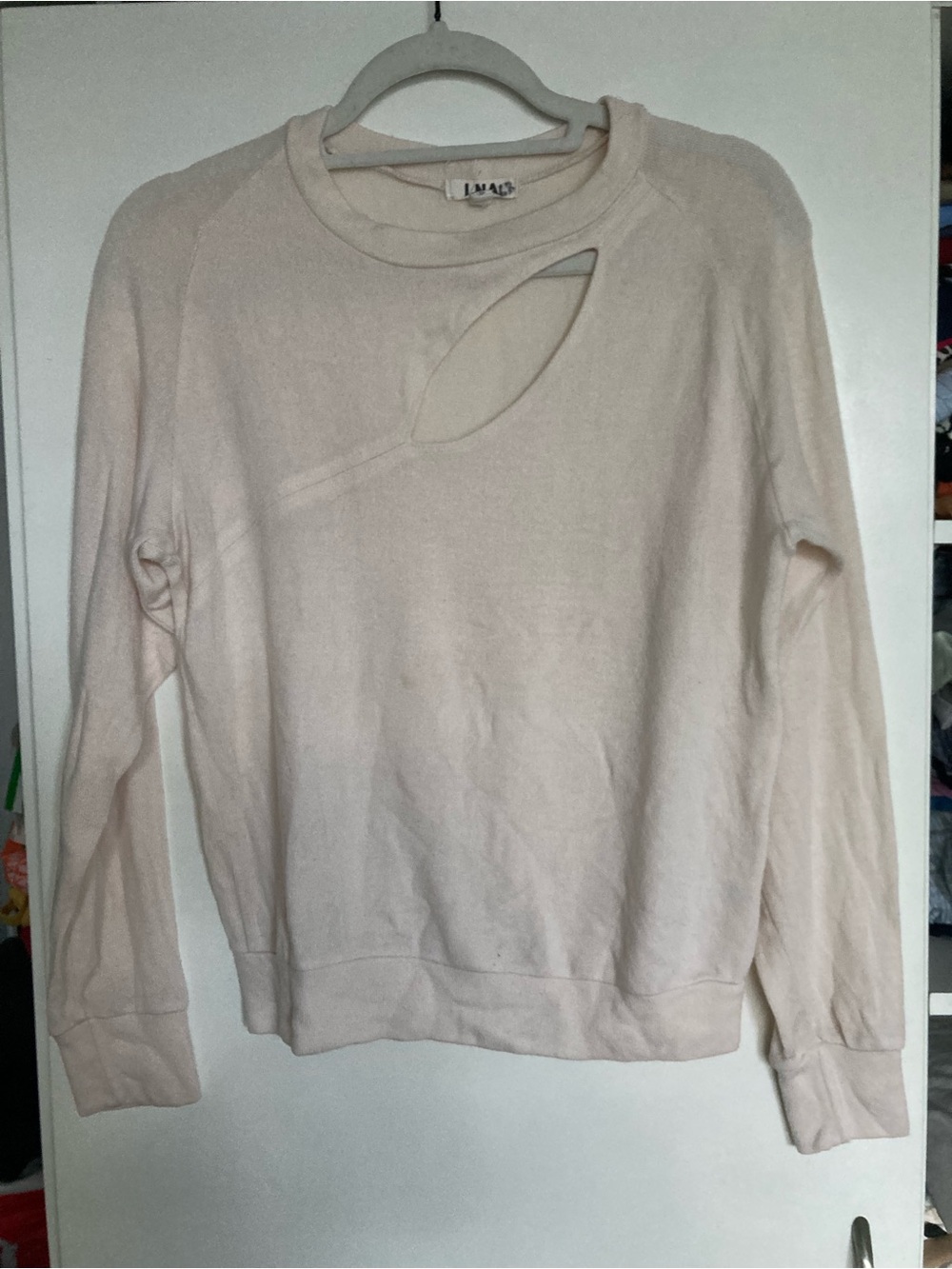 LNA Los Angeles Soft Cream Cutout Crewneck Sweater top - Women's size S